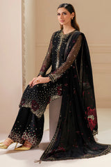 Embroidered chiffon Luxury Black Dress