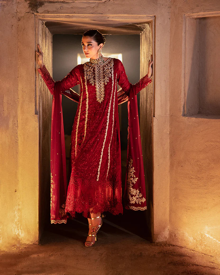 Azure Chiffon Unstitched 3Piece Dress