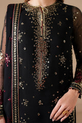 Embroidered chiffon Luxury Black Dress