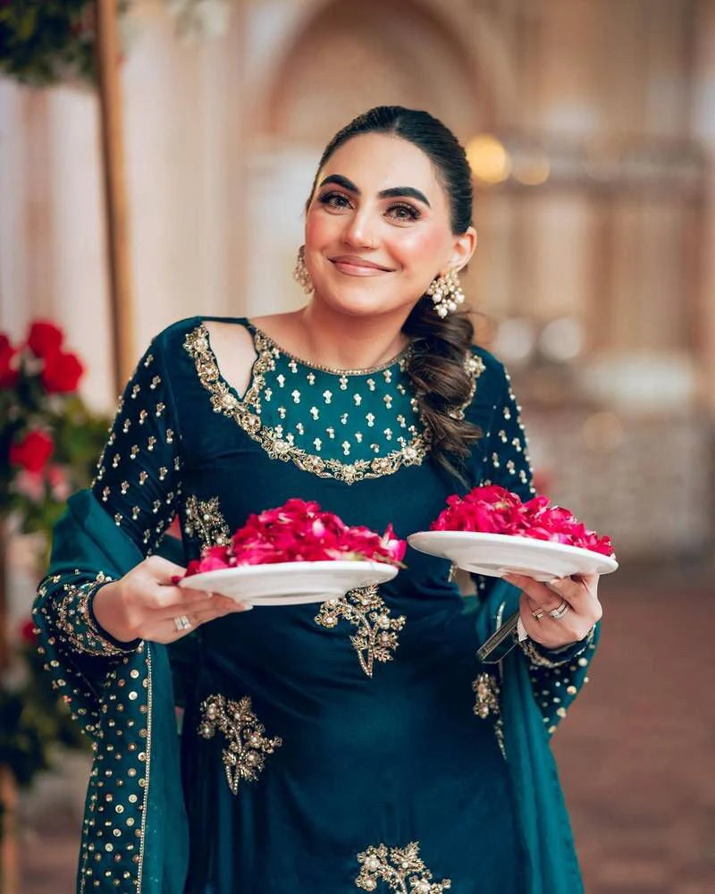 Afrozeh zinc micro velvet suit unstitched